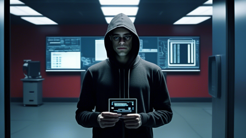 mr robot, hacker, award winning hacking scene generated with Sora Video AI