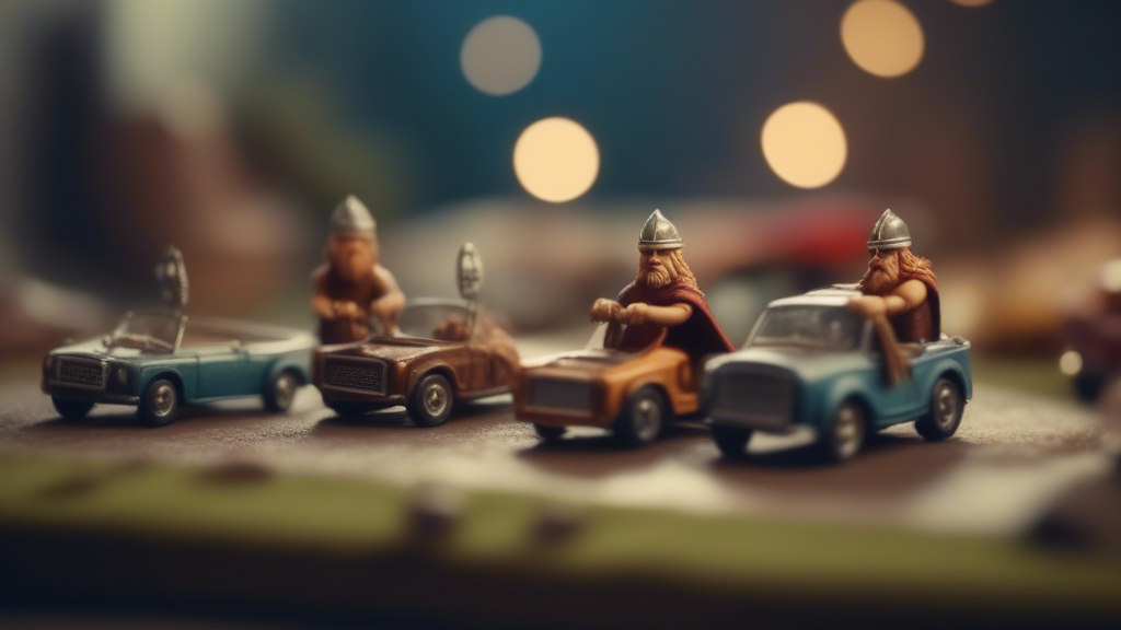 real vikings playing with toy cars generated with Sora Video AI