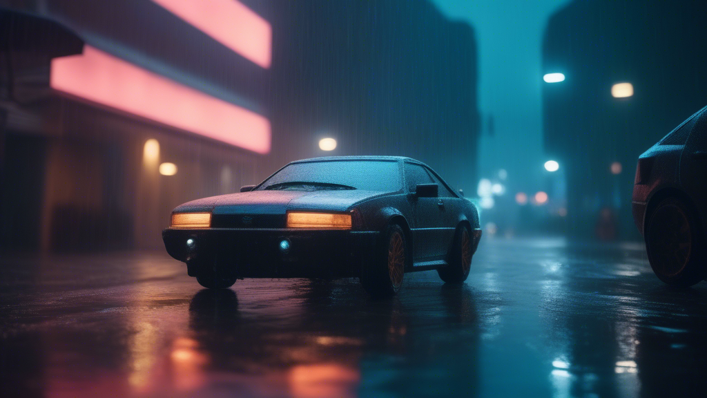 cyberpunk car, cool scene, award winning, 8k, cinematic, rain, hamburg generated with Sora Video AI