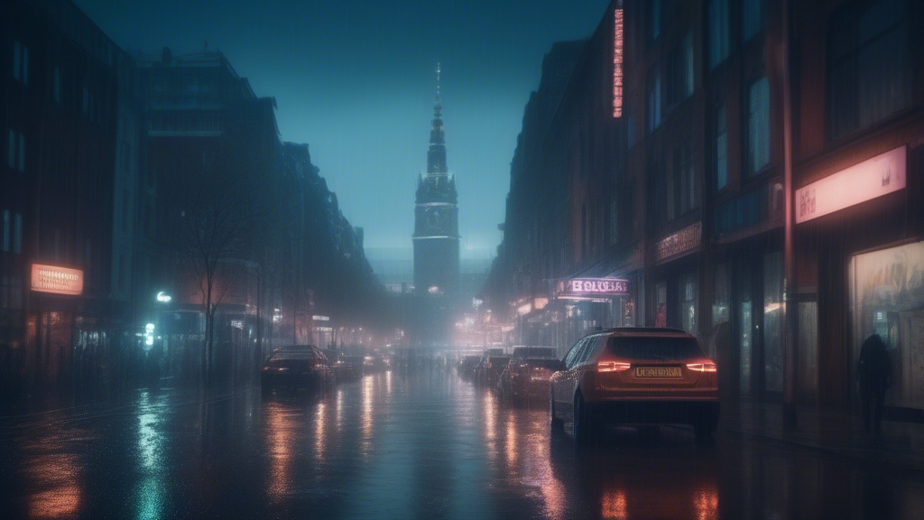 hamburg in cyberpunk style, award winning, 8k, 4k, cinematic, rain generated with Sora Video AI