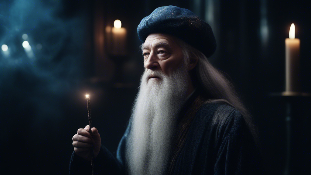 dumbledore teleporting, elder wand, dark scenery, 8k, 4k, photography, cinematic, bokeh generated with Sora Video AI