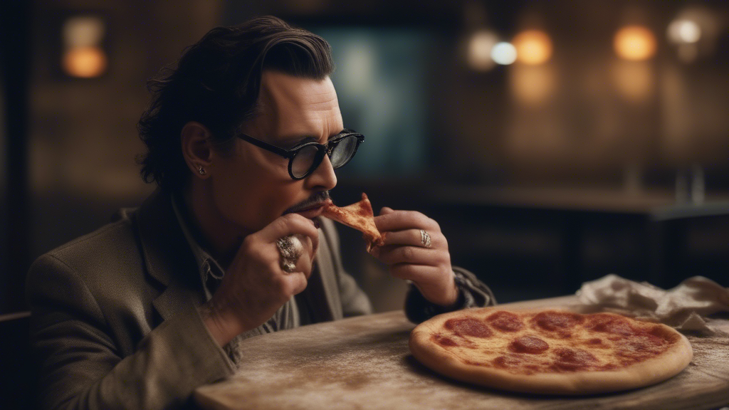 Johnny depp eating pizza generated with Sora Video AI