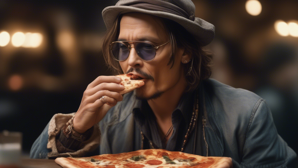 Johnny depp eating pizza generated with Sora Video AI