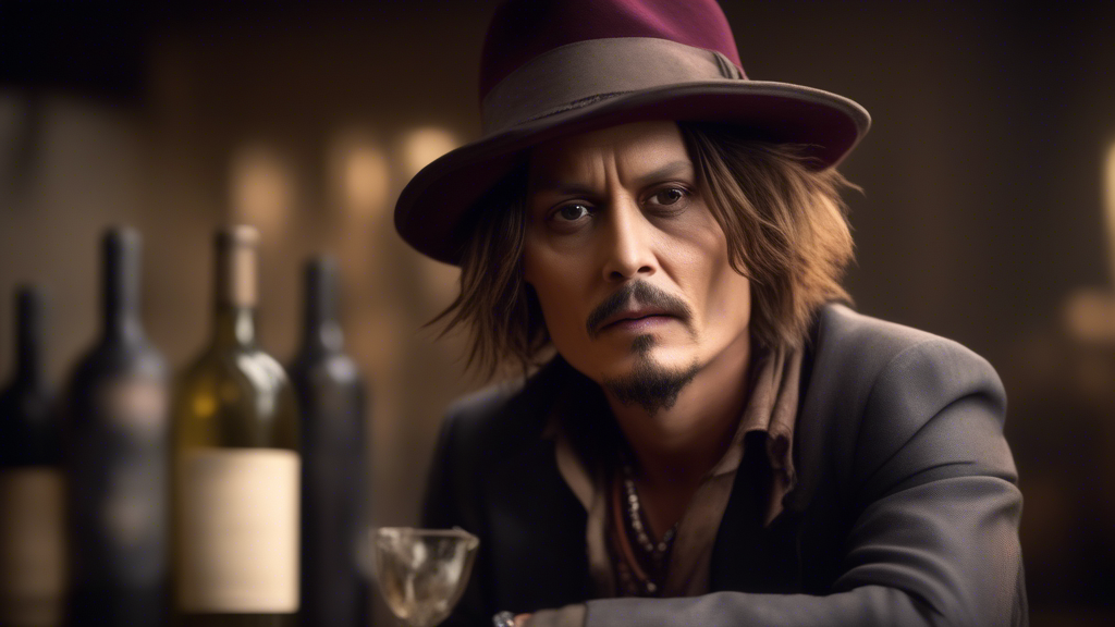 Johnny depp, megapint, wine generated with Sora Video AI