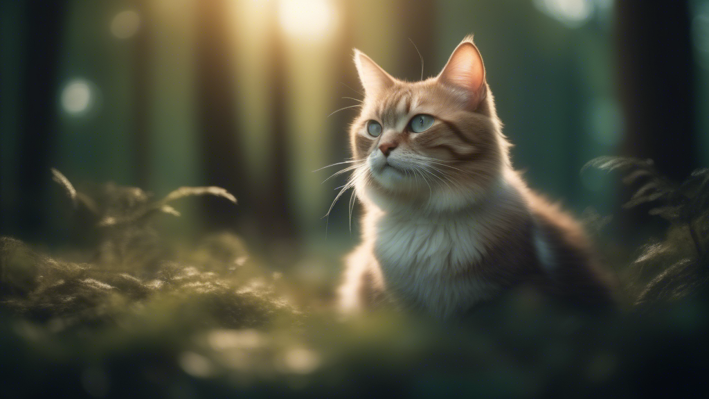 Cat in magical forest generated with Sora Video AI