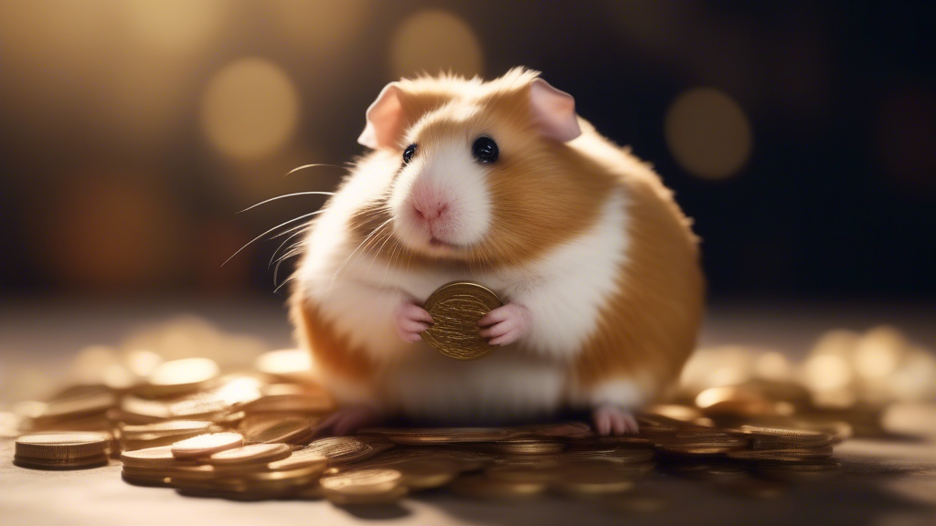 Huge super fat hamster sitting with small coins generated with Sora Video AI