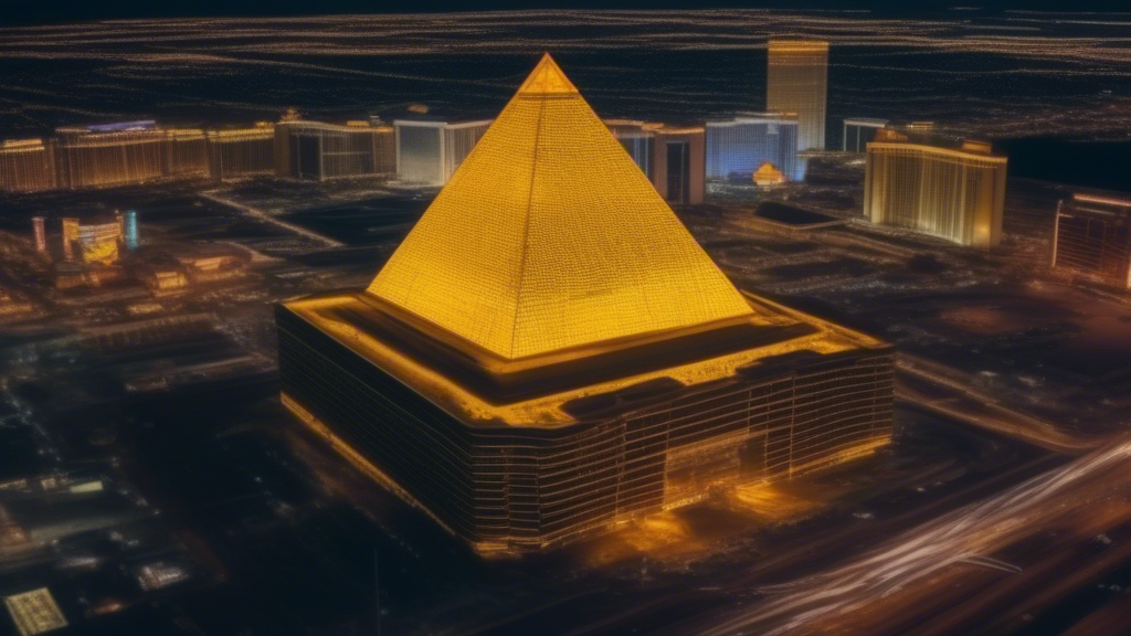 Yellow Pyramid in Las Vegas drone footage generated with Sora Video AI