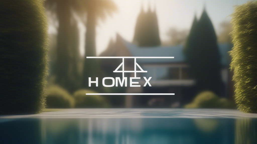 Design the logo of “HomeX”, the idea is from stock exchange trading platform, but it is real estate trading platform. The background will be a house with a front swimming pool and trees generated with Sora Video AI