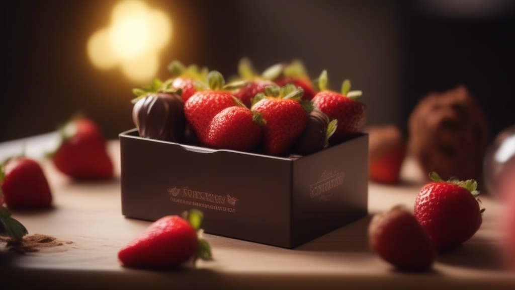 box of chocolate covered strawberries on the table generated with Sora Video AI