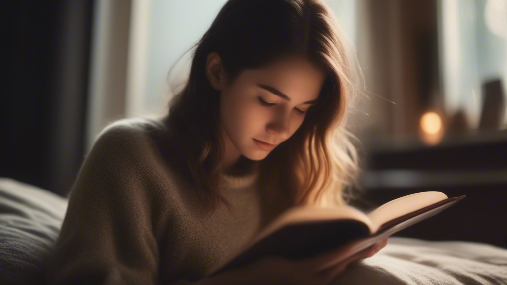 A girl is reading a book on home generated with Sora Video AI