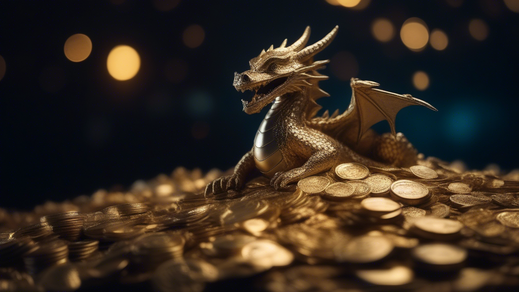 A dragon sitting on a big pile of gold coins and treasure, looking up at the night sky generated with Sora Video AI