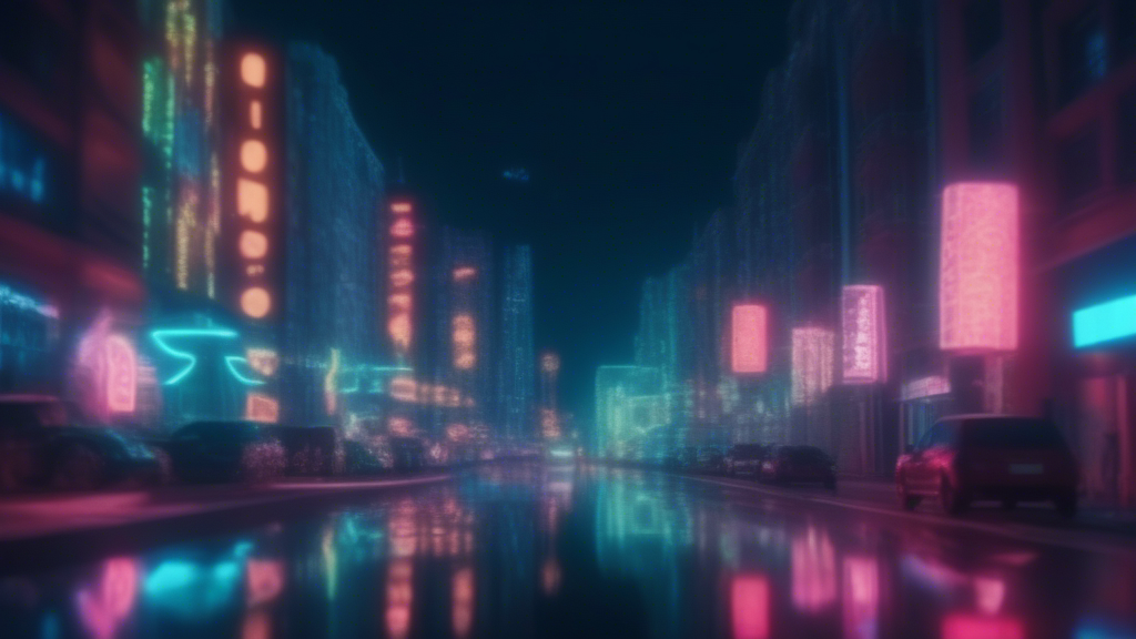 Russian night neon city generated with Sora Video AI