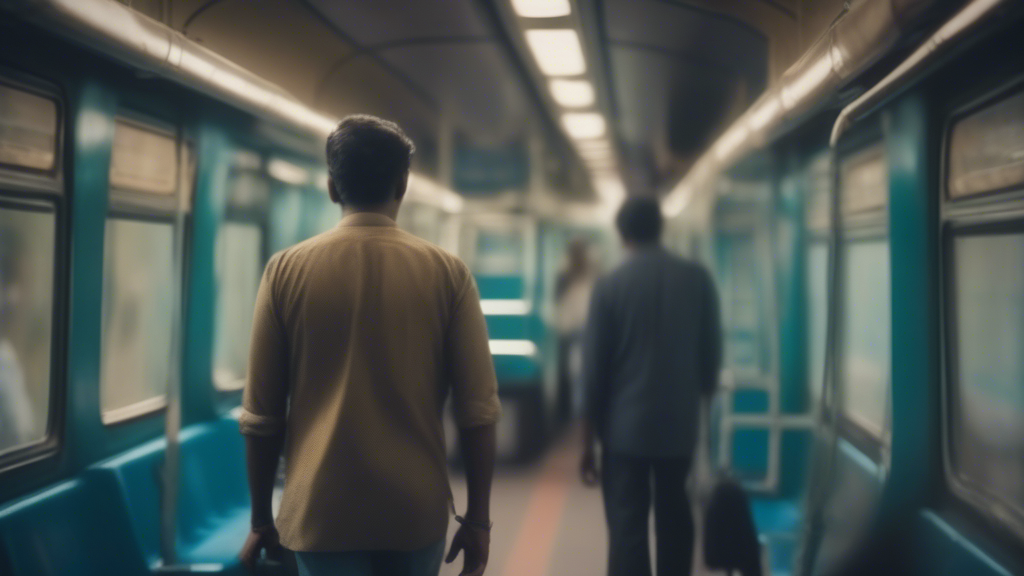 Man walking in Mumbai local train generated with Sora Video AI