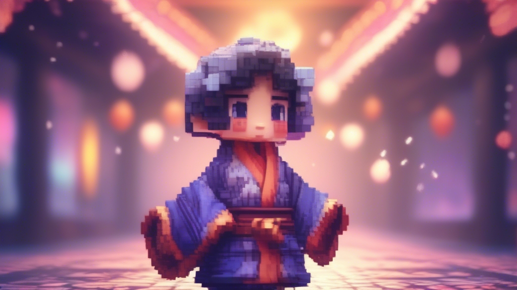 Kawaii video game character 2d, magic, tunica, kimono, mystical, male, ((pixel art)) generated with Sora Video AI