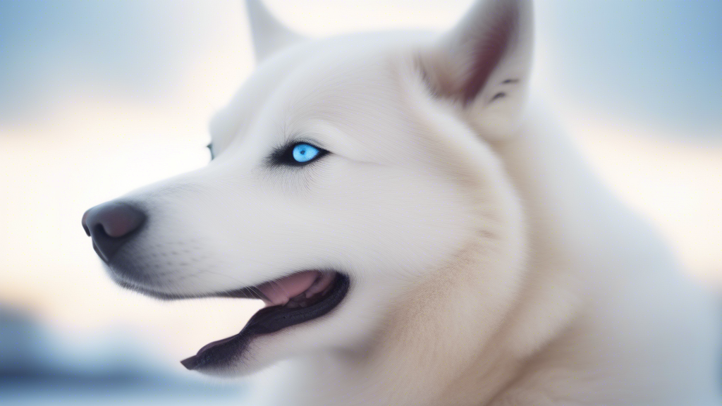 White Siberian husky with blue eyes generated with Sora Video AI