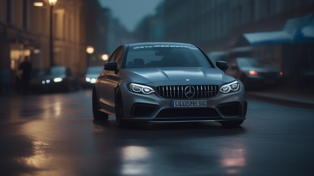 mercedes c 43 racing with bmw m3 in city center Kyiv for 15 seconds generated with Sora Video AI