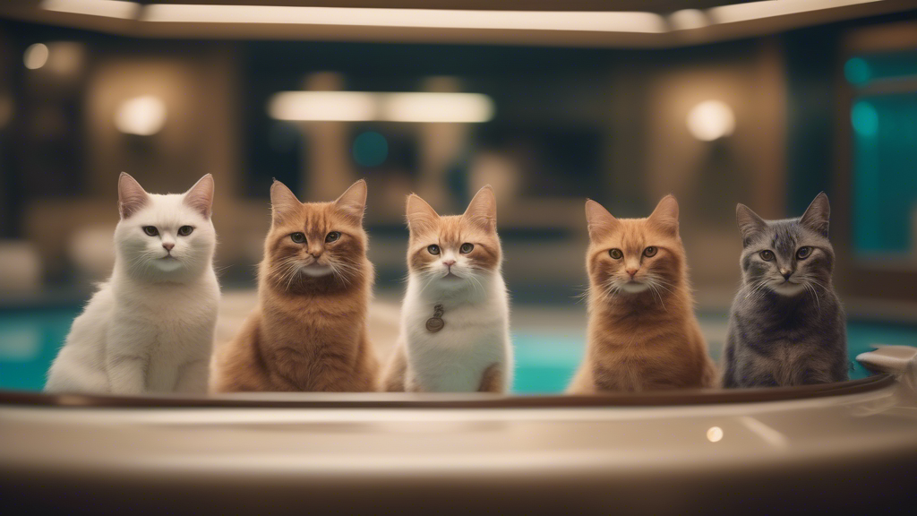 spy mission featuring undercover cats in a luxurious dog spa generated with Sora Video AI