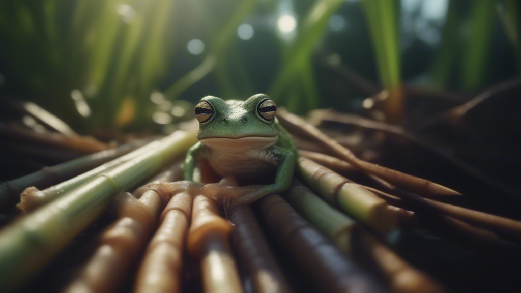 a frog eating sugar cane generated with Sora Video AI