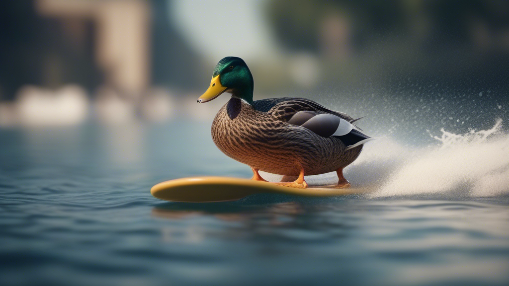 Duck surfing generated with Sora Video AI