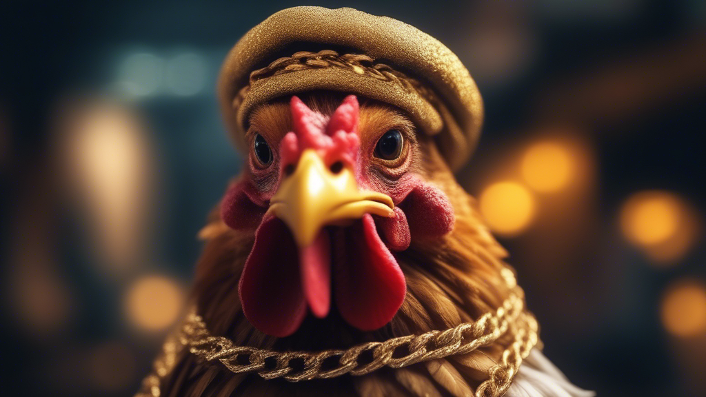 gangster chicken with turban and gold chain generated with Sora Video AI