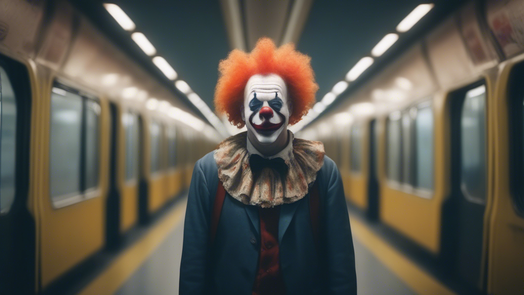 clown in metro generated with Sora Video AI