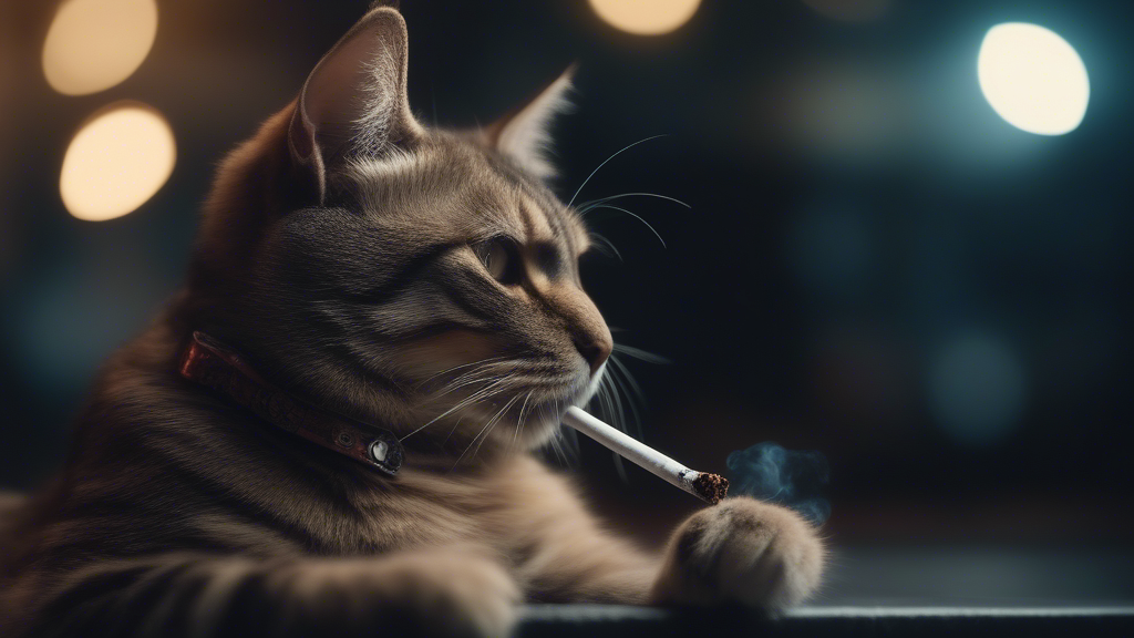 cat smokes cigarette generated with Sora Video AI