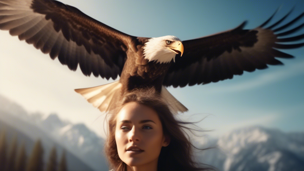 an eagle is flying above a beautiful girl generated with Sora Video AI