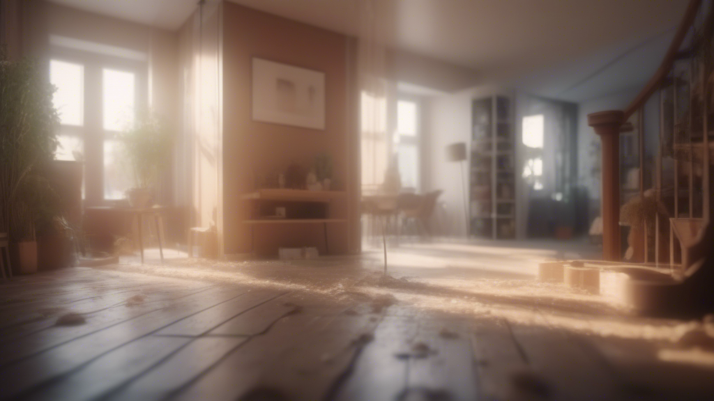 3D rendering of a house's internal renewal, focusing on the floors and walls. generated with Sora Video AI