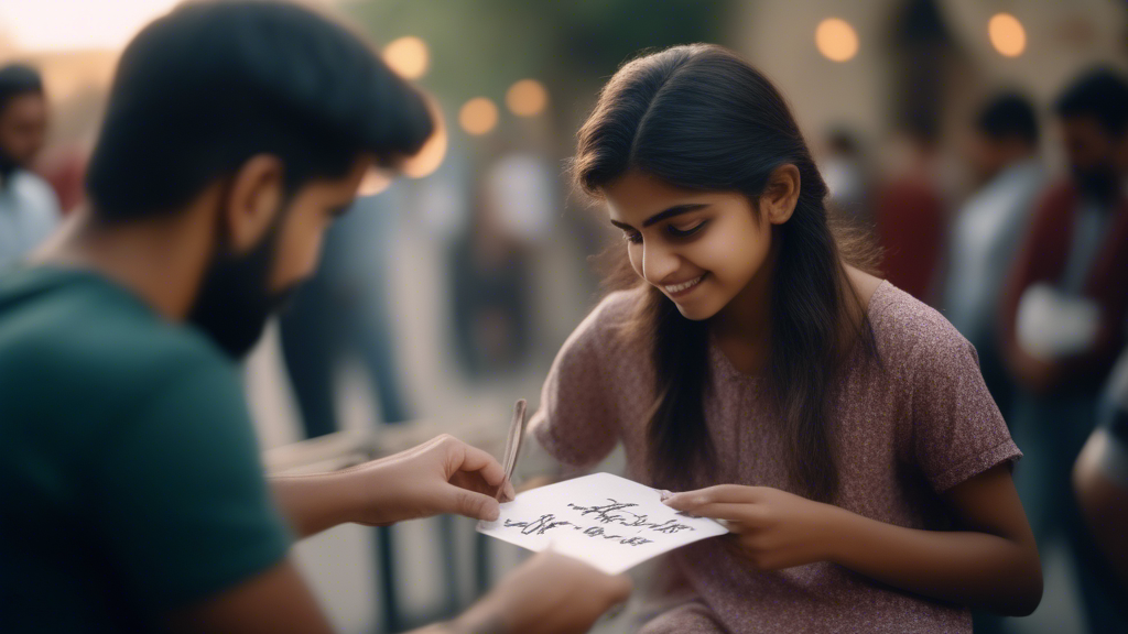 Babar Azam is giving autograph to a girl... girl is wearing a shirt on which Noor is written generated with Sora Video AI