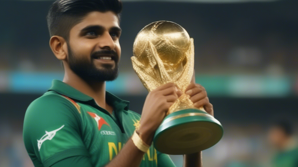 Babar azam is lifting World Cup trophy generated with Sora Video AI