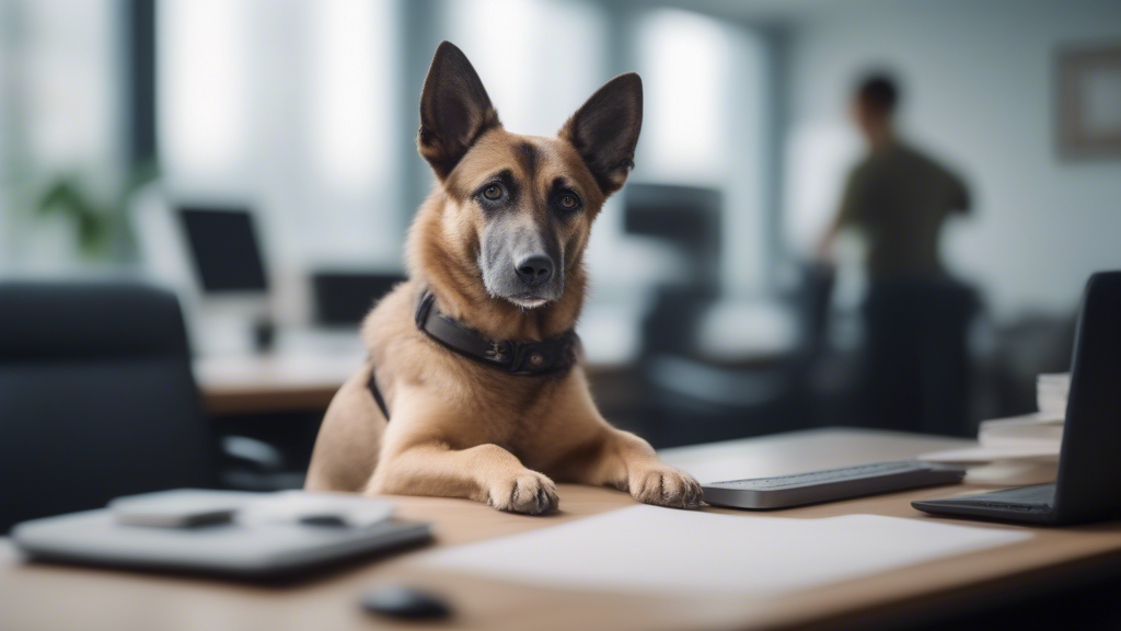 Dog, german unemployment office, desk, secritary dog generated with Sora Video AI