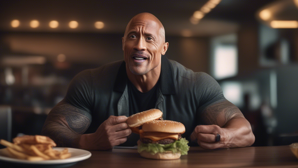 Dwayne Johnson eats a burger generated with Sora Video AI