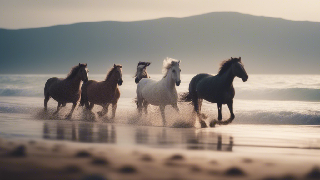 Running horses by the sea generated with Sora Video AI