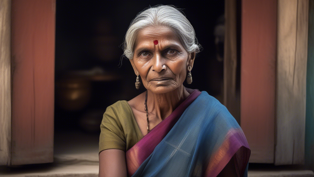 Imagine a captivating scene in a traditional Indian village where an old, fearless woman, draped in a vibrant saree, exudes an aura of strength and wisdom. Her silver hair is pulled back into a tight bun, and her eyes gleam with a mix of audacity and calmness. In the background, the rustic charm of an Indian home is evident, with terracotta tiles, intricate wooden carvings, and the warm glow of oil lamps casting a soft light across the room. Suddenly, a wild tiger, its fur a striking mix of orange and black, boldly enters her home through an open doorway, its eyes locked onto hers in a tense standoff.  In an astonishing display of courage and assertiveness, the woman does not flinch. Instead, she steps forward, her posture commanding and resolute. With a swift and precise movement, she raises her hand and delivers a powerful slap to the tiger's face. The tiger, taken aback by her formidable spirit and the unexpected challenge, recoils and retreats, its tail between its legs, symbolizing the woman's indomitable will and the respect she commands from even the wildest of creatures.  This scene is not only a testament to the woman's bravery but also highlights the deep connection and understanding between humans and nature in Indian culture, where every creature is treated with respect but boundaries are asserted with unwavering strength. It's a moment of empowerment, wisdom, and the age-old knowledge that courage and respect can prevail in the face of danger. generated with Sora Video AI