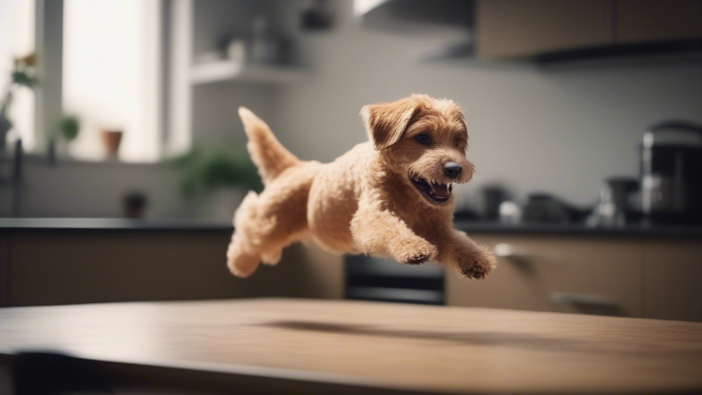 dog is jumping on kitchen table generated with Sora Video AI