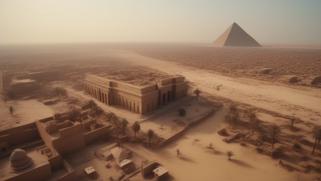 dron footage of egypt generated with Sora Video AI