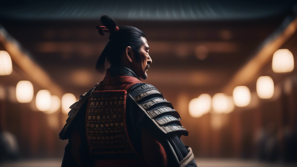 samurai standing in temple arena generated with Sora Video AI