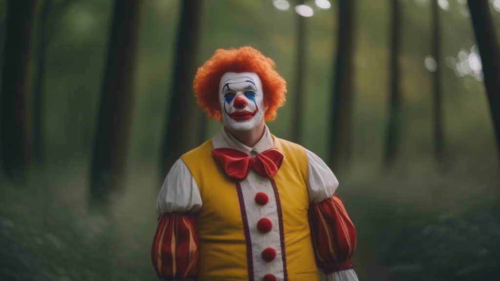 clown in forest generated with Sora Video AI