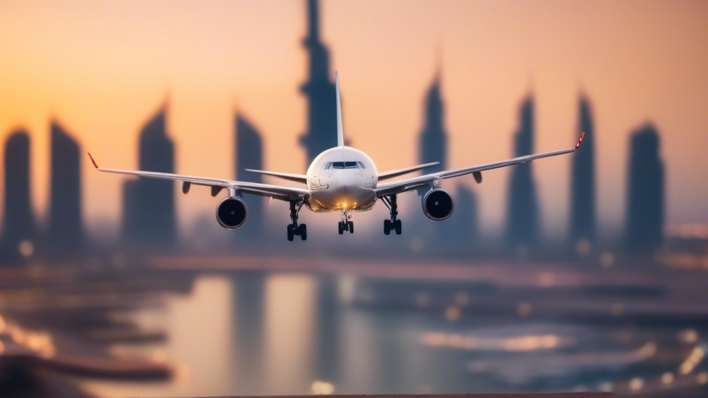 airplane in dubai, blur background generated with Sora Video AI