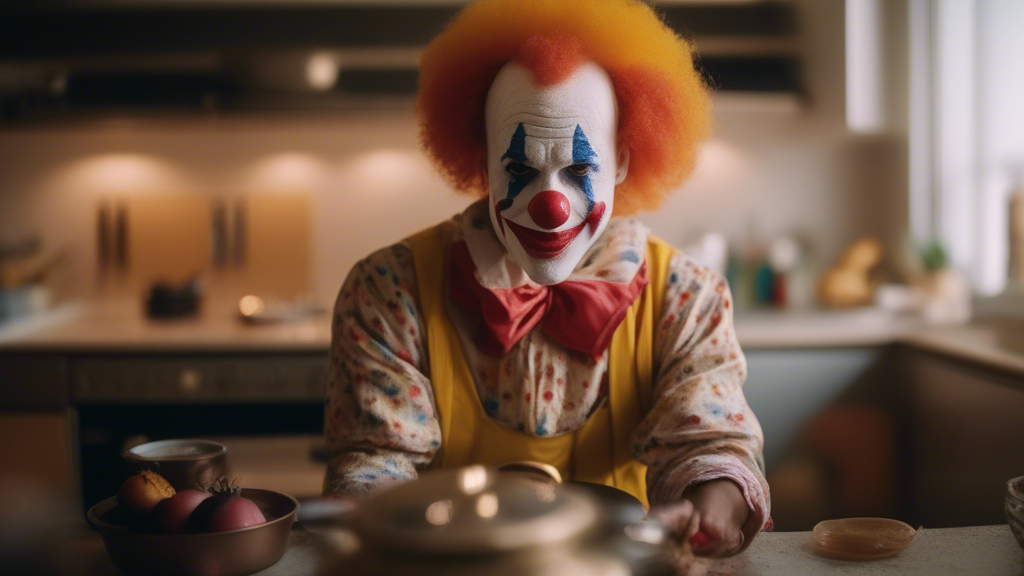 Clown in the kitchen generated with Sora Video AI