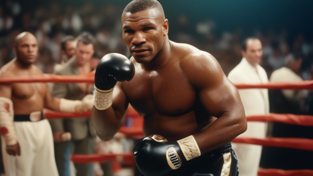 Find a popular photo from Mike Tyson's fight and, after touching it at the very beginning, smoothly zoom in on the camera and move to the events depic generated with Sora Video AI