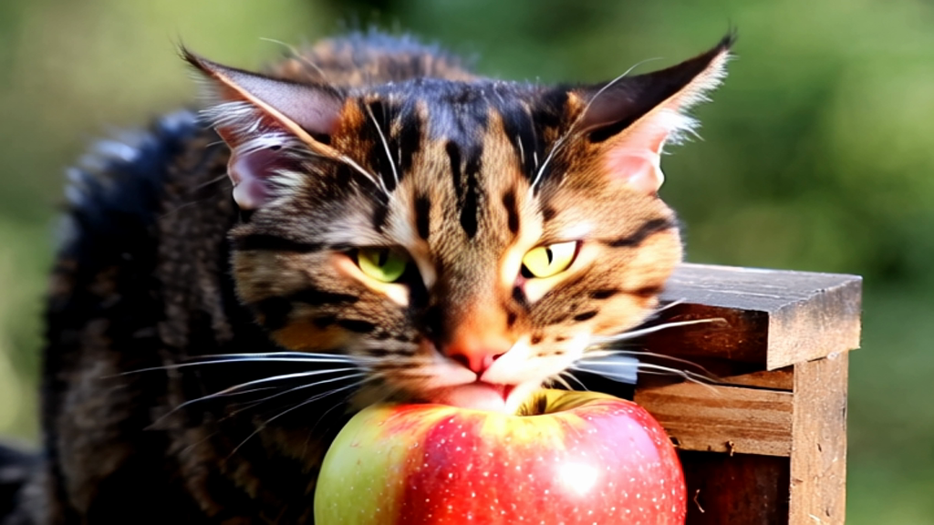 Cat eating apple generated with Sora Video AI