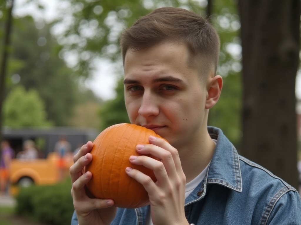 man is eating pumpkin generated with Sora Video AI